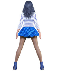 Beautiful woman in short skirt and boots.