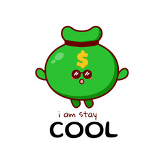Cute funny money sack character. Vector hand drawn cartoon mascot character illustration icon