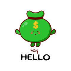 Cute funny money sack character. Vector hand drawn cartoon mascot character illustration icon