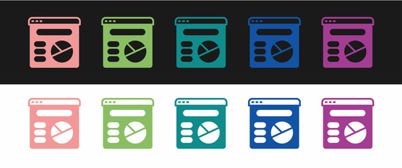 Set Pie chart infographic icon isolated on black and white background. Diagram chart sign. Vector