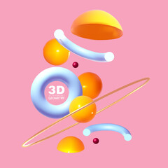 Abstract 3D geometric render background. Realistic minimal space.