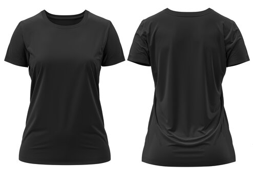 [ Black ] 3D rendering T-shirt Round Neck Short Sleeve  Front and Back 