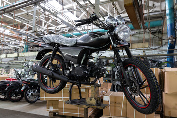 Fototapeta na wymiar motorcycle factory, parts assembly workshop