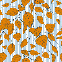branches with yellow leaves on a blue background
