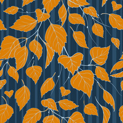 branches with yellow leaves on a dark background