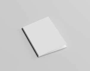 Blank open spring notebook on the empty background, notepad sheet