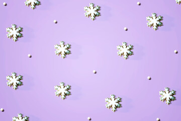 Christmas snowflake pattern - overhead view flat lay