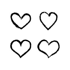 Hand drawn doodle hearts. Set of heart illustrations for valentine's day decoration. Love sketches.