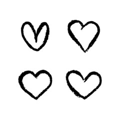 Hand drawn doodle hearts. Set of heart illustrations for valentine's day decoration. Love sketches.