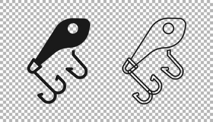 Black Fishing lure icon isolated on transparent background. Fishing tackle. Vector