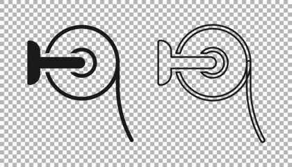 Black Toilet paper roll icon isolated on transparent background. Vector