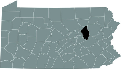 Black highlighted location map of the Columbia County inside gray administrative map of the Federal State of Pennsylvania, USA