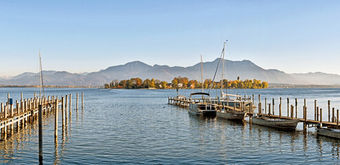 Lake Chiemsee and Fraueninsel in Autumn