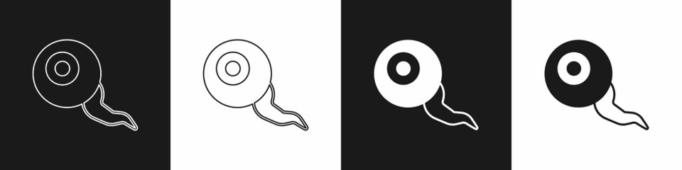 Set Eye icon isolated on black and white background. Happy Halloween party. Vector