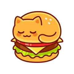 Cute cat burger drawing