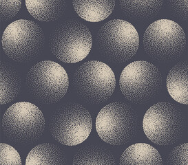3D Sphere Stippled Chic Seamless Pattern Trendy Aesthetic Vector Abstract Background. Handdrawn Orb Tileable Geometric Texture Dotted Round Repetitive Wallpaper. Halftone Retro Colors Art Illustration - 467715582