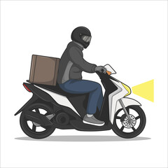 Fototapeta na wymiar vector illustration of sending goods by motorbike