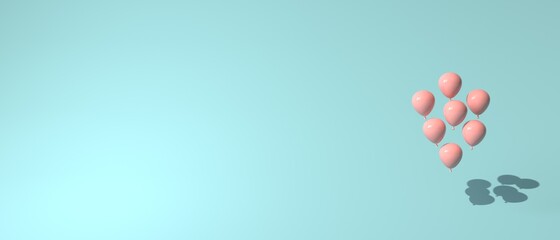 Floating balloons on a colored background - 3D render