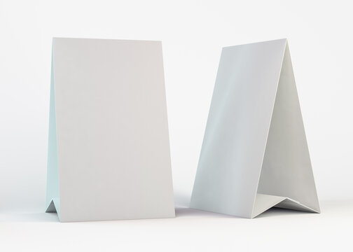 Blank paper Table Tent template for presentation. 3D illustration