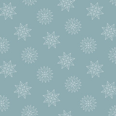 Vector seamless pattern with snowflake on pastel background