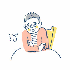 Naklejka premium ため息をつくシニア男性