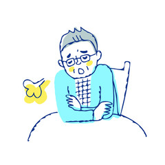 ため息をつくシニア男性