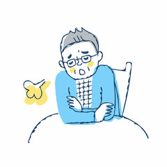 ため息をつくシニア男性