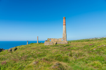 Levant Mine ruins on the Penwith Coast in Cornwall.United Kingdom 