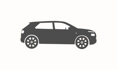 Black moving car icon isolated on white background. Suitable for all businesses.