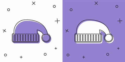 Set Sleeping hat icon isolated on white and purple background. Cap for sleep. Vector