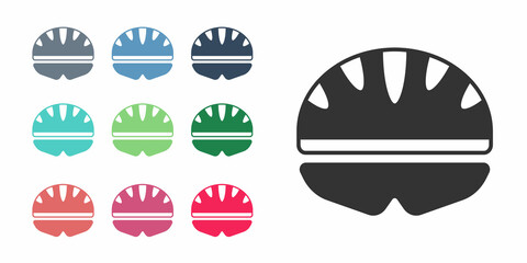 Black Bicycle helmet icon isolated on white background. Extreme sport. Sport equipment. Set icons colorful. Vector