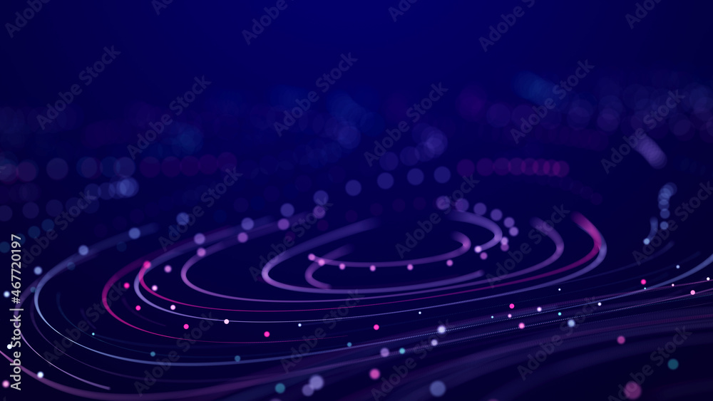 Fototapete abstract digital background from rounded colored lines. information flow space. big data visualizati