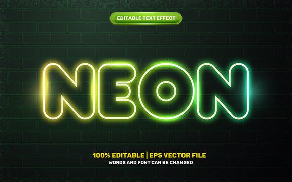 Green blue neon light game editable text effect