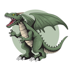 angry green dragon vector illustration
