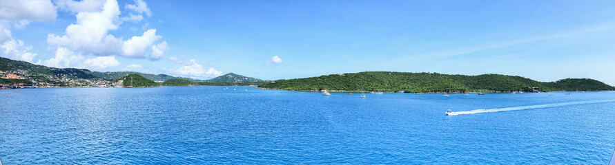 Panoramic view of St. Thomas island, USVI. Banner concept