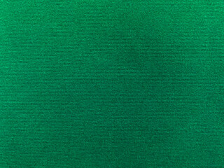 Dark green velvet fabric texture used as background. Empty green fabric background of soft and smooth textile material. There is space for text..