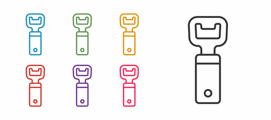 Set line Bottle opener icon isolated on white background. Set icons colorful. Vector