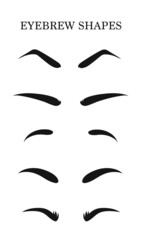 Eyebrows shapes Set. Various types of eyebrows. Makeup tips. Eyebrow shaping for women.