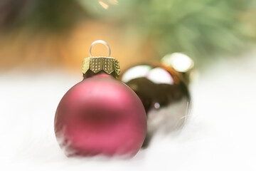 Close-up of a red christmas bauble