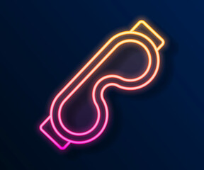 Glowing neon line Eye sleep mask icon isolated on black background. Sleeping mask. Vector