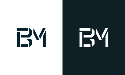 Creative minimal abstract letter BM logo.