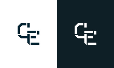 Creative minimal abstract letter CE logo.