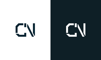 Creative minimal abstract letter CN logo.