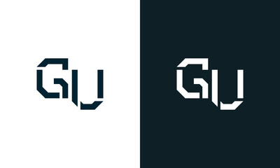 Creative minimal abstract letter GU logo.