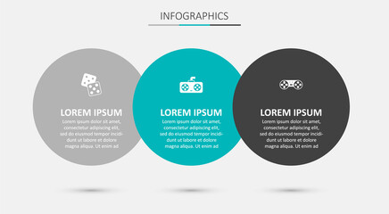 Set Game controller or joystick, dice and . Business infographic template. Vector