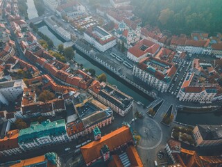 Drone views of the Slovenian capital of Ljubljana
