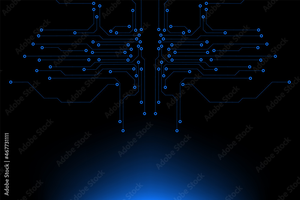Poster circuit board hi technology scifi blue color tone pattern for infographic vector background