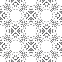 Vector pattern with symmetrical elements . Repeating geometric tiles from striped elements.large black pattern .