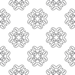 Vector pattern with symmetrical elements . Repeating geometric tiles from striped elements.large black pattern .