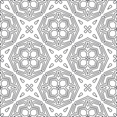 Vector pattern with symmetrical elements . Repeating geometric tiles from striped elements.large black pattern .